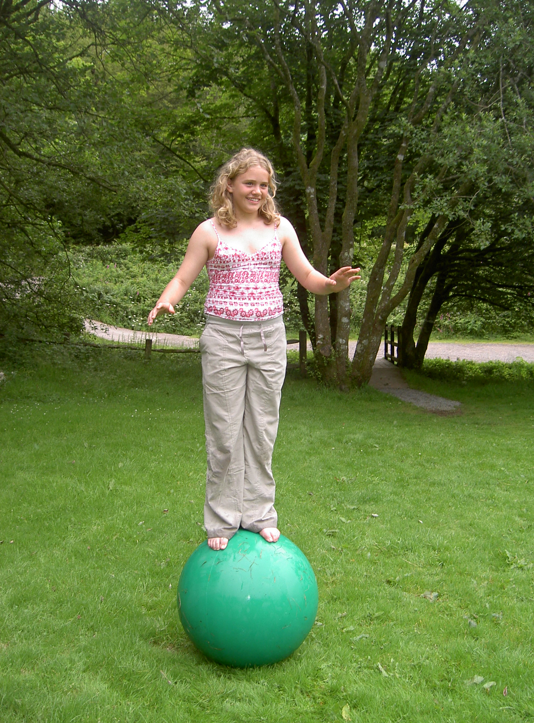 Balancing on Circus ball.JPG